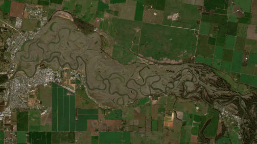 Satellite imagery of empty lake