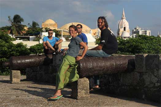 Friends hanging out around Cartagena
