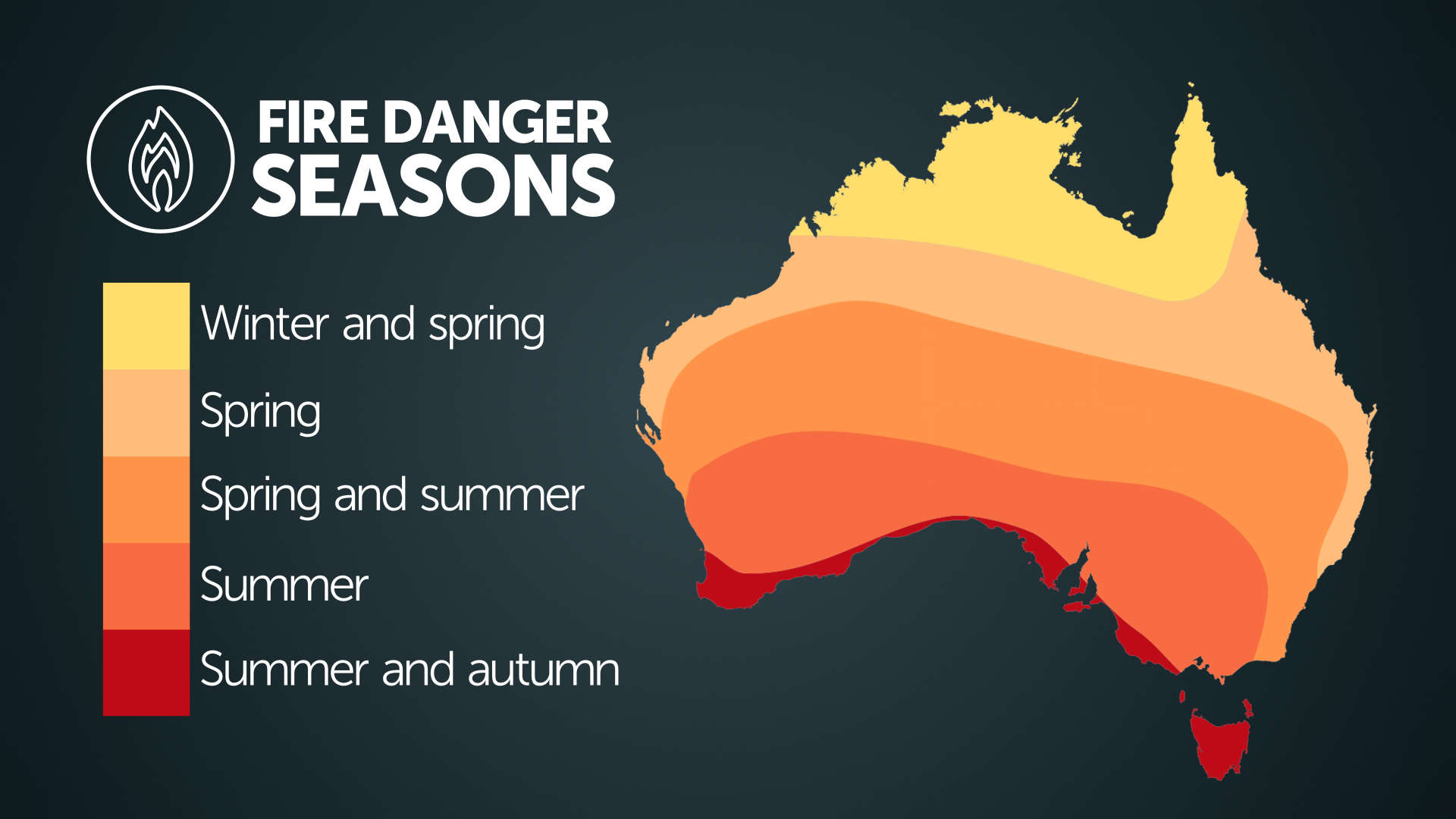 Map of bushfire seasons