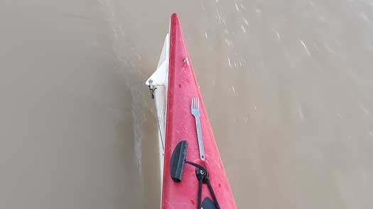 fork on the stern of a kayak