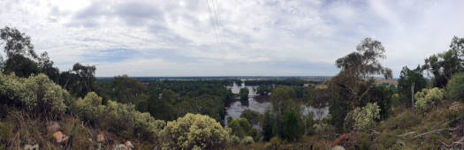 view from high above the river plains