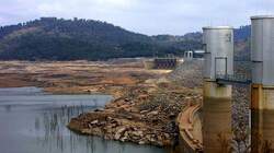 Low water levels behind the dam