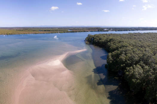 wide river with boats