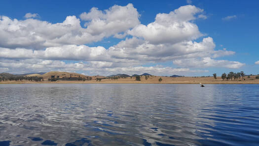 looking across the water to cleared land