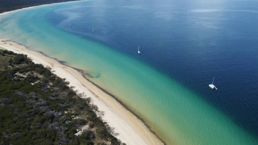 Boats anchored in bay