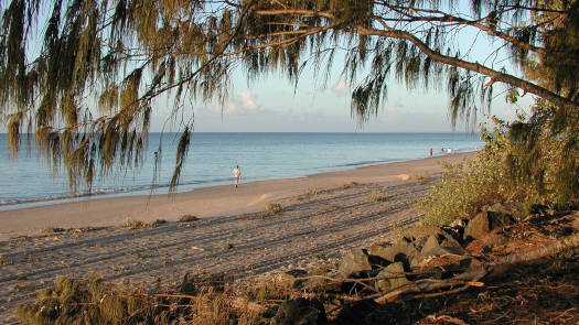 People walking along the beach