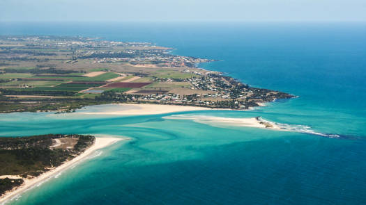 Looking down at coastline