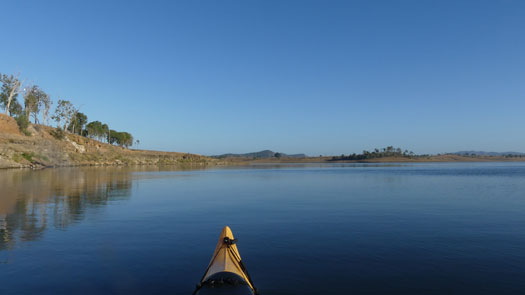 Lake under blue skies.