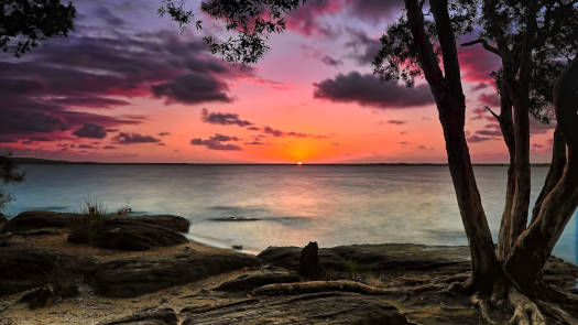 Sunrise over lake