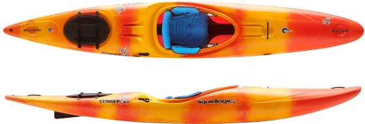 Kayak with a long body and rounded hull
